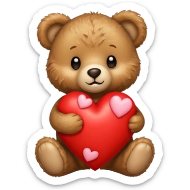 Teddy bear with a heart in her arms sticker