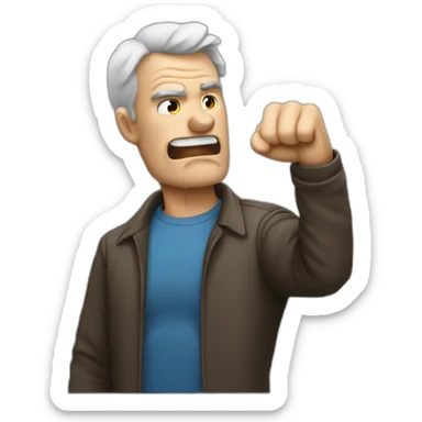 angry middle aged man shaking fist to sky sticker