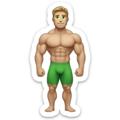 Bodybuilder, whole body, white skin, light brown hair, green eyes sticker
