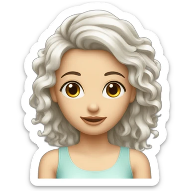 Ragazza con capelli lunghissimi e lisci metà Neri e metà bianchi  sticker