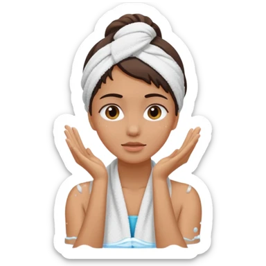 a female washing her face outside of shower  sticker