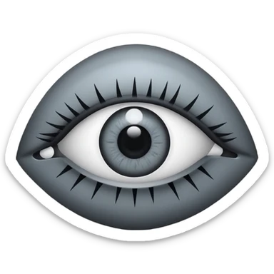 Minimal emoji, gothic futuristic eye, cold grey sclera, the pupil is fully replaced by a solid black number 8, occult cyber aesthetic, sharp clean lines, flat emoji design, centered, transparent background sticker