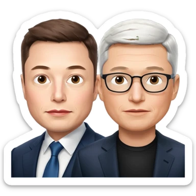 Elon musk and tim cook  sticker