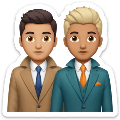 two same look brother both busnessmen indian look just gove diffrenet colour of coat and little bit variation in hairstyle sticker