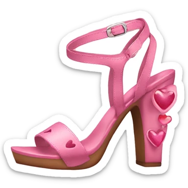 Pink Heeled sandals with hearts in the heel sticker