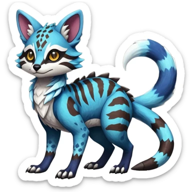 Rare realistic exotic cute epic pretty beautiful handsome gorgeous aesthetic colorful vibrant Vernid-Protogen-Primagen-Wickerbeast-Genet-Sergal-Trico-species-Fakemon-hybrid-creature by LiLaiRa, beautiful intricate markings, full body sticker