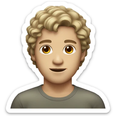 middle length fluffy dark blonde haired male with white olive skin and brown eyes  sticker