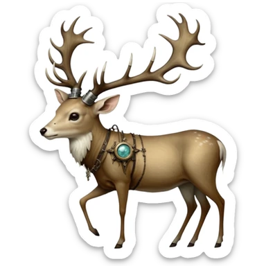 cinematic steam-punk -  hieronymus bosch phantasmagoric mutated creatures - hybrids of human-deer hybrids sticker