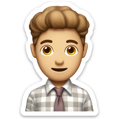 Uomo grasso con camicia a quadri che mangia un panino e un gelato sticker