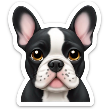 French bulldog, black, a tiny white spot on the middle of the chest, blow a kiss sticker