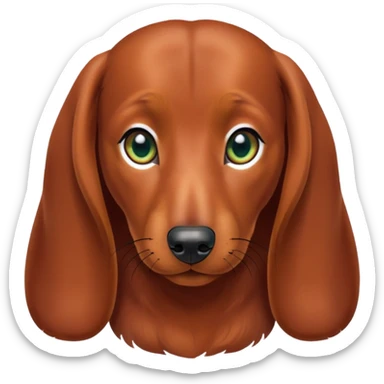 Beautiful red brown daschund with dark green and golden eyes sticker