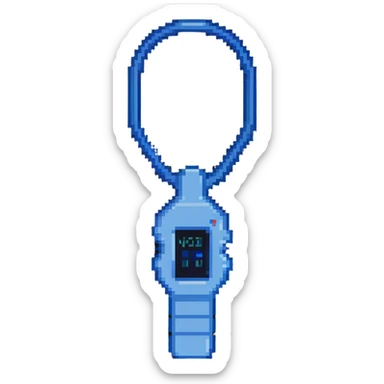 Pixelated blue VO2 max testing mouthpiece, simple design sticker