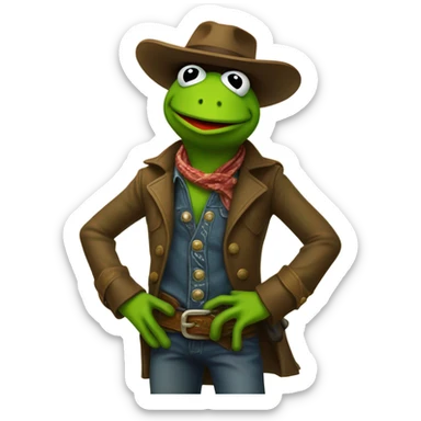 Kermit the frog vs a cowboy sticker