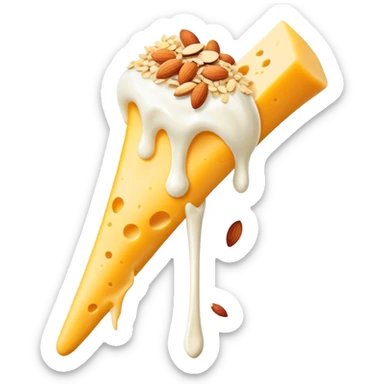 A glowing white bone surrounded by calcium-rich foods: shredded cheese, natural yogurt, sesame seeds and almonds beside a single bone sticker