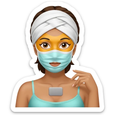 Lady with face mask spa beauty full face relaxing sticker