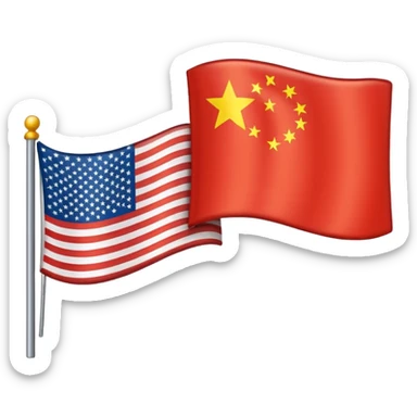 chinese korean and american flags blended together as one sticker