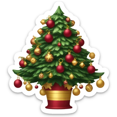 Christmas tree with wine red and gold ornaments  sticker