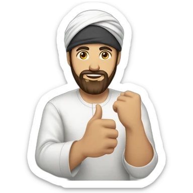 islamic middle eastern guy with beard an wearing turban holding fist sticker