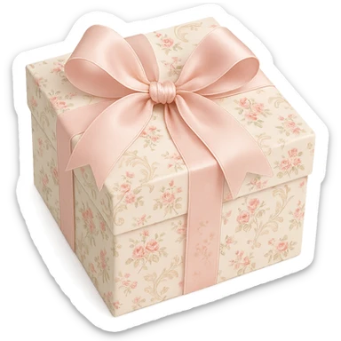 Elegant Rococo pale girly ditsy  gift box  , remove background sticker