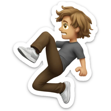 parkour white person, brown  middle part mid long hair, doing a backflip sticker