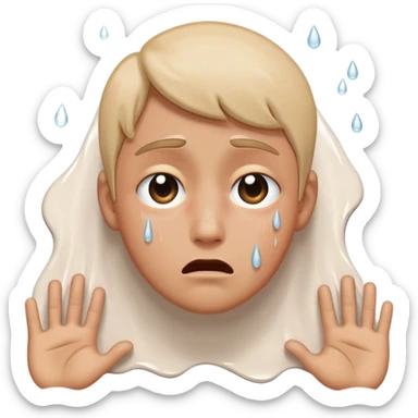 Crying Sliding down the wall  sticker