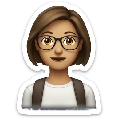 Short brown hair girl with glasses  sticker