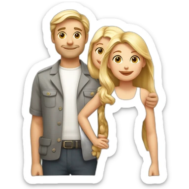 papa mama rubia hijo hija gato negro gato blanco sticker