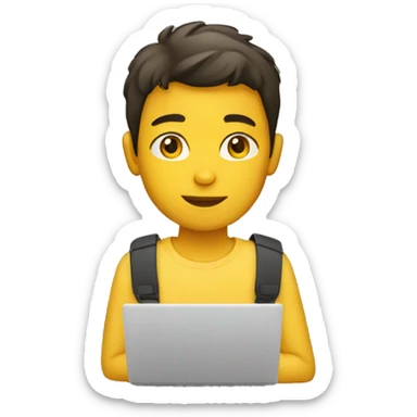 Boy with laptop yellow skin tone sticker