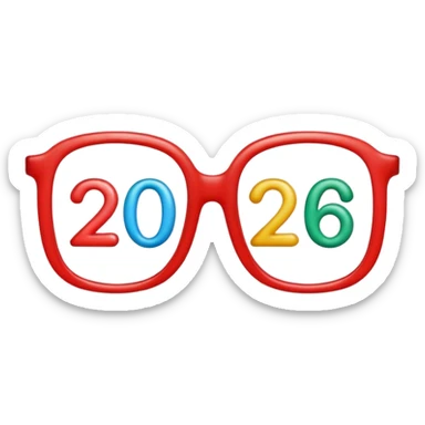 new years glasses but the frames are the numbers “2026” sticker