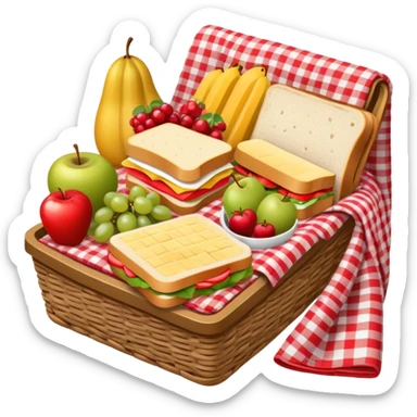 picnic with red and white checkered blanket sticker
