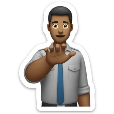 Man making a stop sign with his hand in front of him sticker