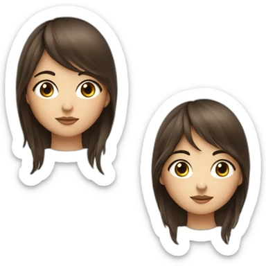 Fille brune abec des yeux bleux avec une frange et des cheuveux long sticker