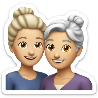 smiling elderly woman with bun younger sticker