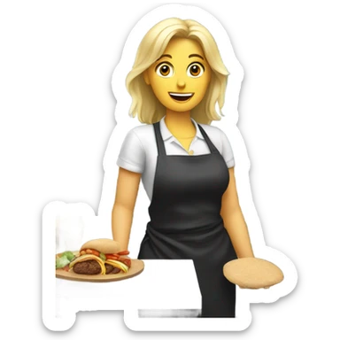 german blonde women working in kebap shop sticker