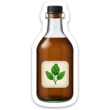 brown glass bottle of supplements with white label, black thin title K2 and small spinach emoji sticker