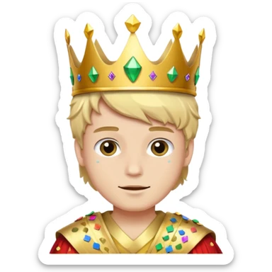 Festival Prince – gold sash + confetti crown, Golden Princes. sticker