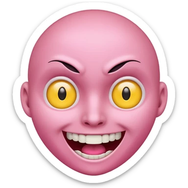 face with a wide slasher smile, pink and yellow eyes, surprised expression sticker