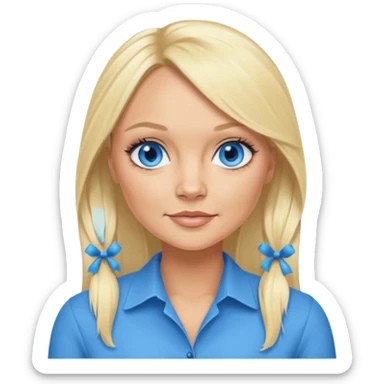 Emma Bunton with blue eyes, blonde long ponytail hair sticker
