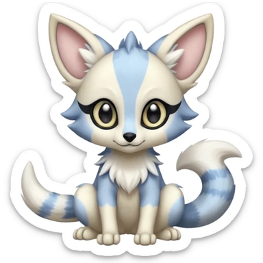 Irideacent pastel whitish pale bright cute adorable innocent precious Genet-Absol-Zeraora-Primagen-fusion-creature  sticker