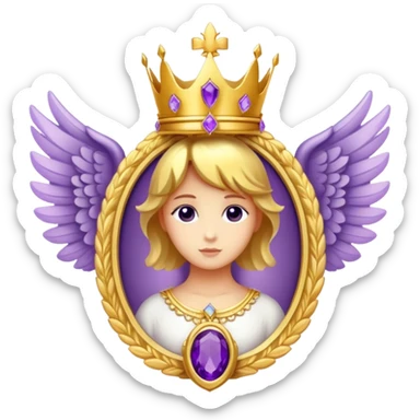 4th place award Number in frame decorated with golden angel  wings and amethyst  stone and small crown on a top sticker