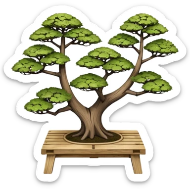 standing slanted bonsai trees rack made from the wood of old oak pallets  sticker