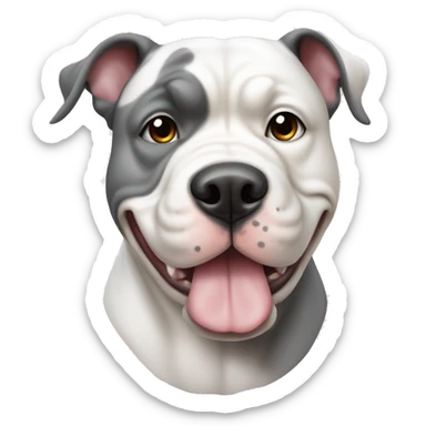 Half Grey and half white American Bull dog sticker
