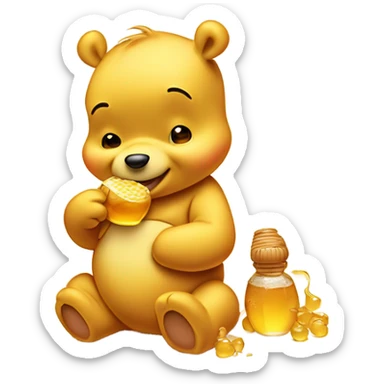 baby winnie the pooh eating honey sticker