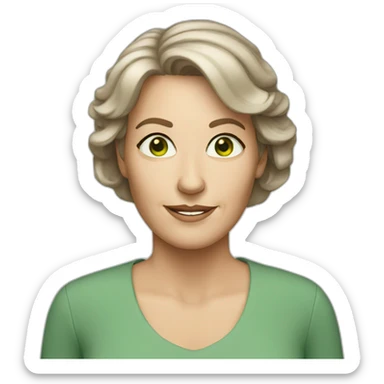55 year old white woman brown hair green eyes sticker