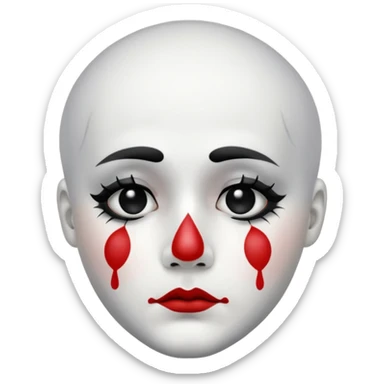 sad pierrot, black tear sticker