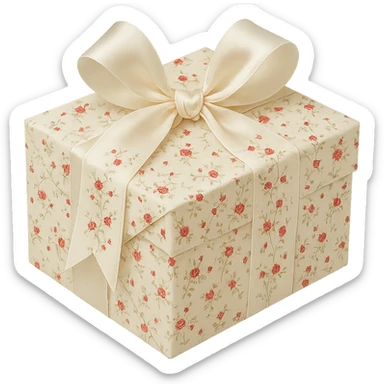 Elegant Rococo pale white red ditsy floral gift box  , remove background sticker