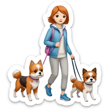 Friends girls Going for a walk with dogs one is a shoaniol and the other one is foxterier sticker