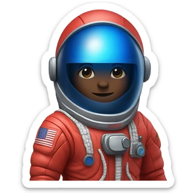 little tiny person in a red spacesuit with no visible arms or face with blue visor and two legs sticker