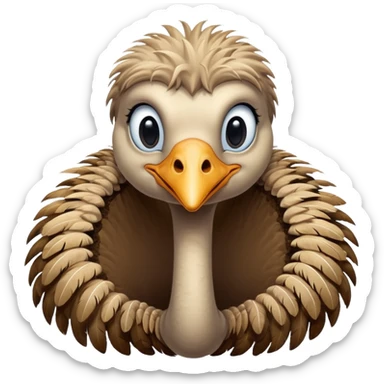 Ostrich with it's head inside a hole in the ground only it's body and neck visible sticker