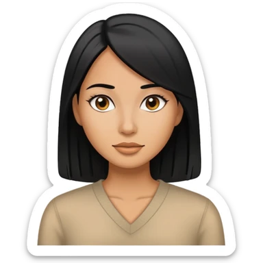 woman with black straight hair and tan skin sticker